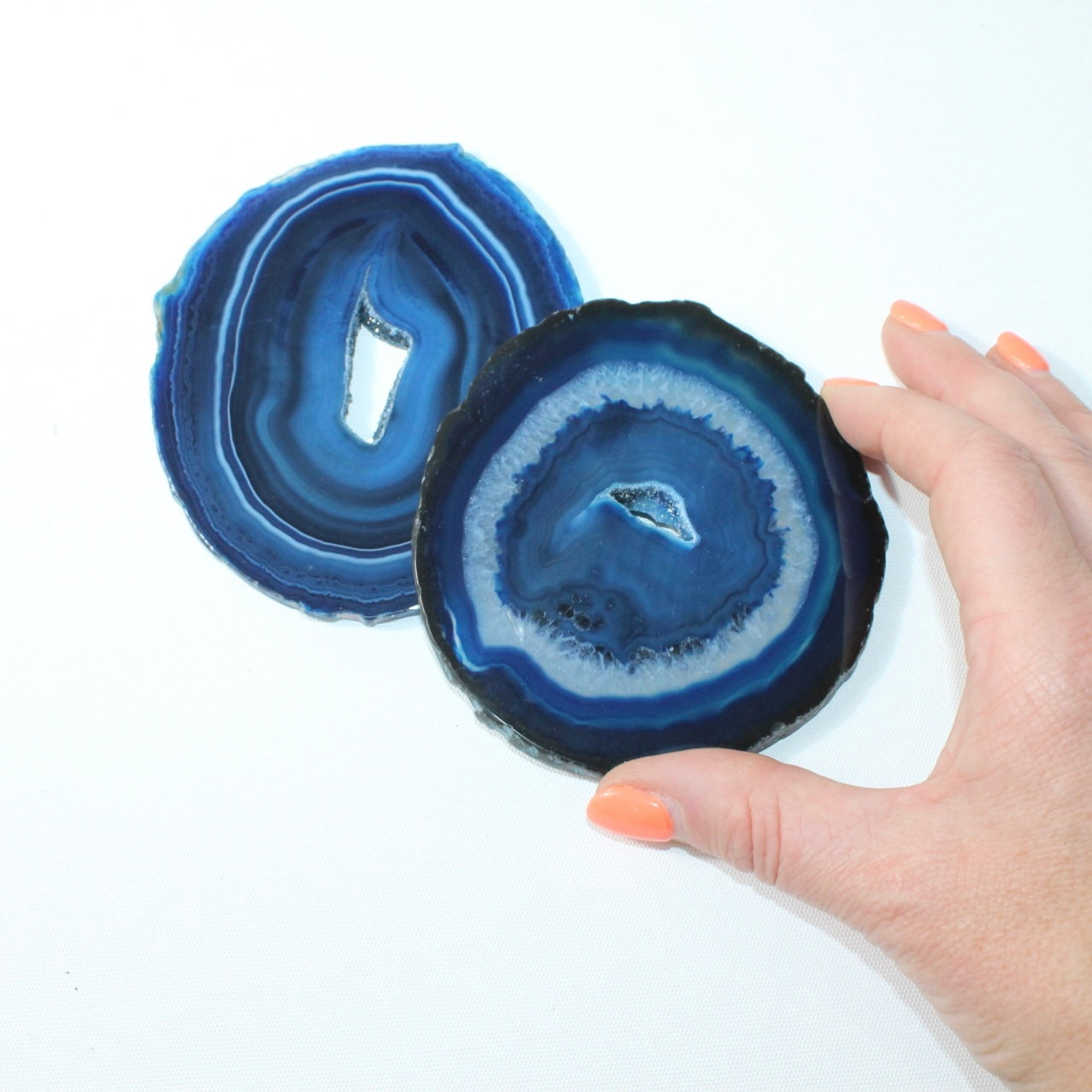 Deep Blue Agate Druzy Crystal Slice | Free express shipping. Buy high quality ethical crystals online at ASH&STONE crystal shop Auckland NZ. AfterPay available.