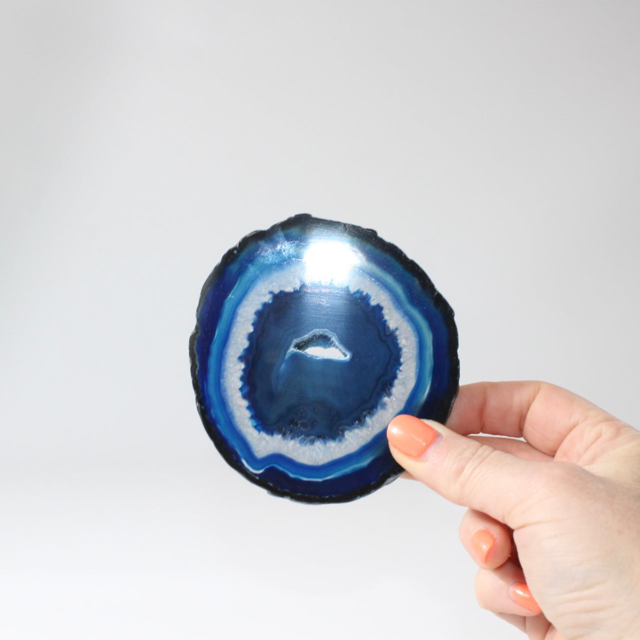 Deep Blue Agate Druzy Crystal Slice | Free express shipping. Buy high quality ethical crystals online at ASH&STONE crystal shop Auckland NZ. AfterPay available.