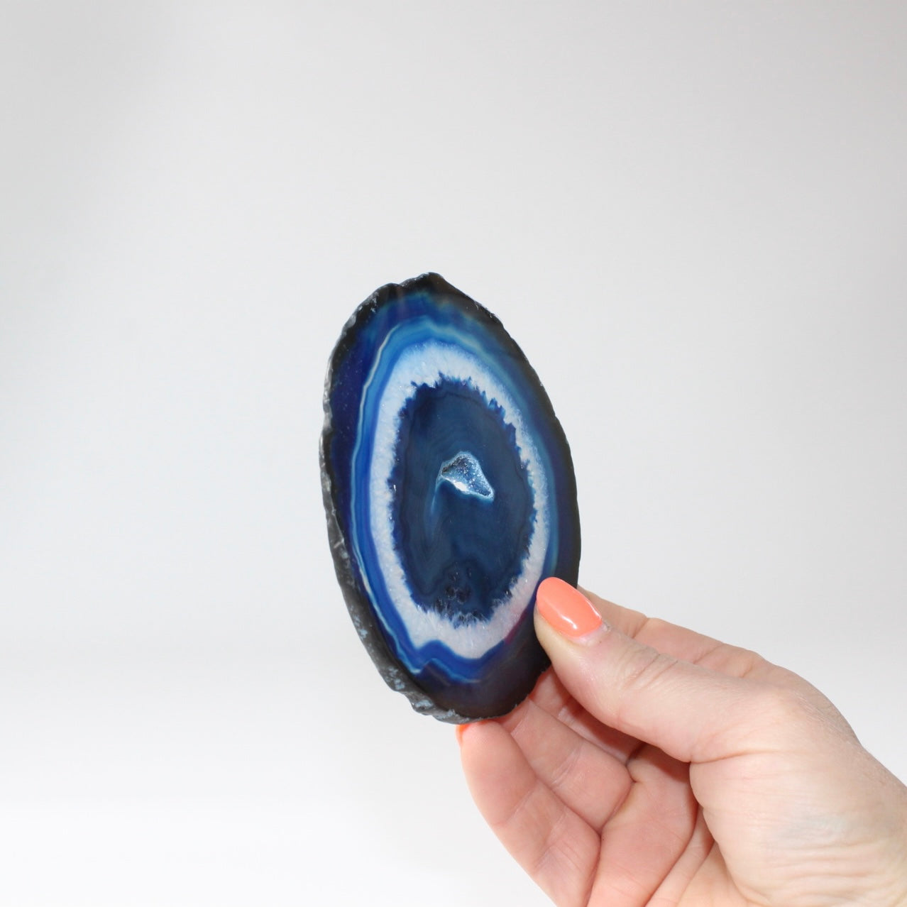 Deep Blue Agate Druzy Crystal Slice | Free express shipping. Buy high quality ethical crystals online at ASH&STONE crystal shop Auckland NZ. AfterPay available.
