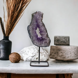 Large amethyst crystal slab on stand 2.1kg | ASH&STONE Crystal Shop Auckland NZ