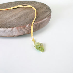 Bespoke NZ-made peridot crystal pendant with 16" chain | ASH&STONE Crystals Shop Auckland NZ