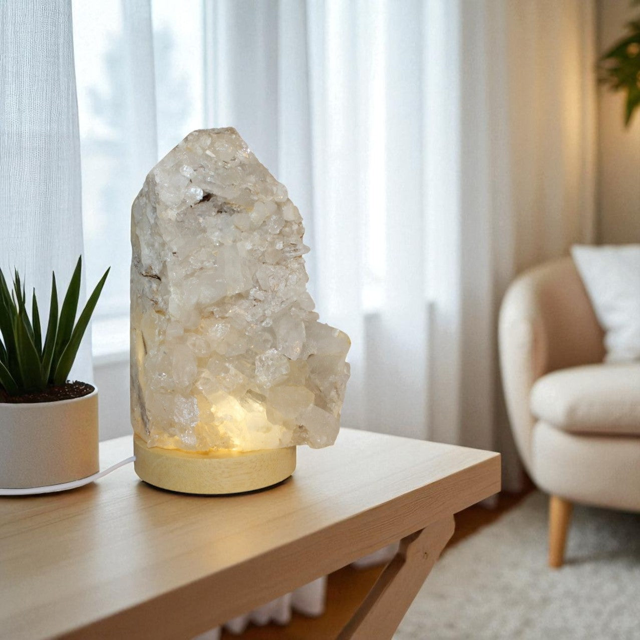 Clear Quartz Cluster Lamp | ASH & STONE Crystal lamps online, Free express shipping.