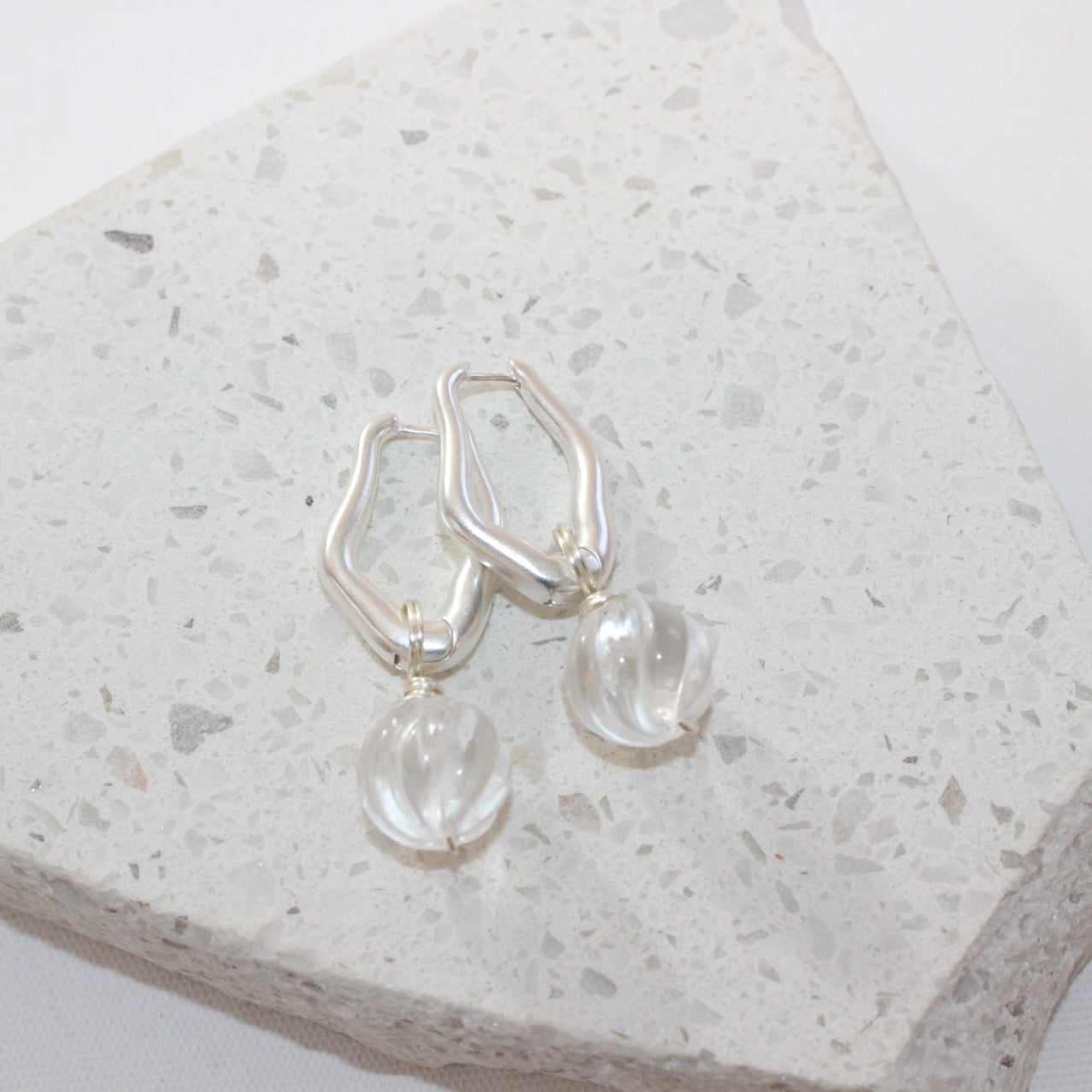 Clear quartz crystal hoop earrings Silver With 932 Sterling Silver Hoops. Free express shipping. Shop online at ASH&STONE crystal shop Auckland NZ.