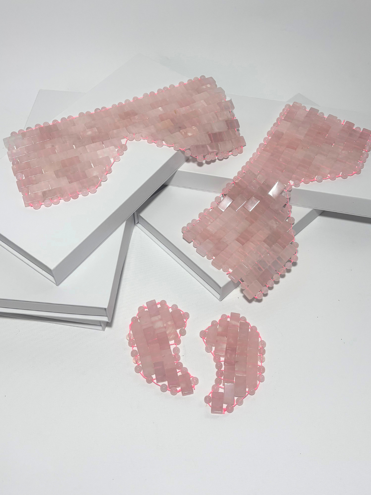 Rose quarts eyemasks, buy 2 get 1 mini Rose Quartz eyemask free | ASH & STONE