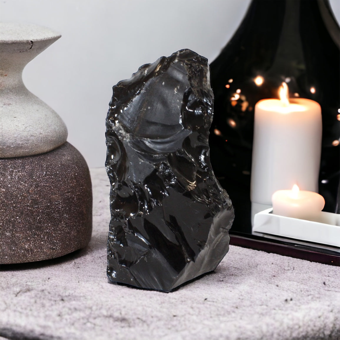 Large black obsidian tower 9.7kg | ASH&STONE Crystals Shop Auckland NZ