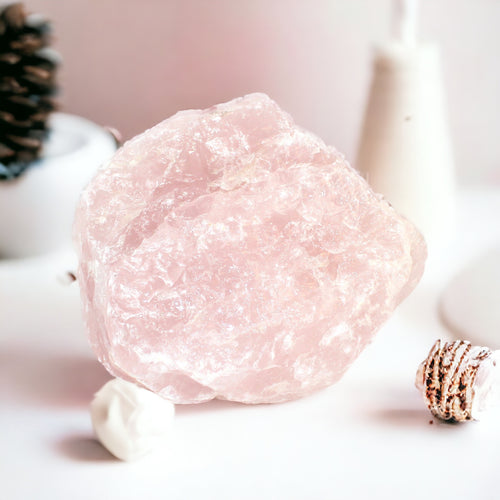 Large rose quartz crystal chunk 3.7kg | ASH&STONE Crystal Shop Auckland NZ