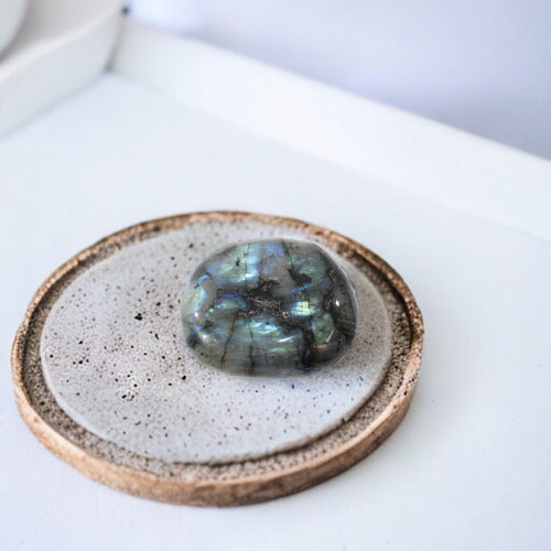 Labradorite polished crystal palm stone | ASH&STONE Crystals Shop Auckland NZ