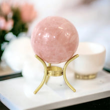 Load image into Gallery viewer, Large high grade rose quartz crystal polished sphere with stand 1.28kg | ASH&amp;STONE Crystals Shop Auckland NZ 
