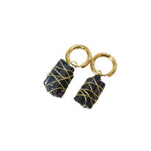 Load image into Gallery viewer, NZ-made bespoke black tourmaline crystal huggie earrings | ASH&amp;STONE Crystal Jewellery Shop Auckland NZ
