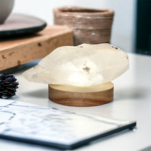 Load image into Gallery viewer, Large clear quartz crystal chunk on LED lamp base | ASH&amp;STONE Crystals Shop Auckland NZ
