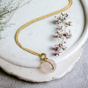 NZ-made rose quartz crystal pendant with 18" chain | ASH&STONE Crystal Jewellery Shop Auckland NZ