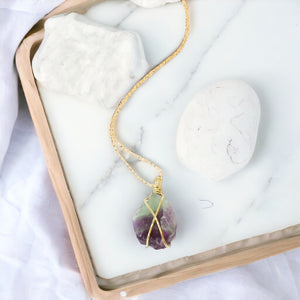 Bespoke NZ-made fluorite crystal pendant with 18" chain | ASH&STONE Crystals Shop Auckland NZ