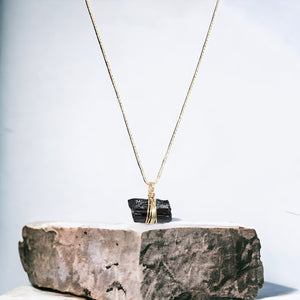 Bespoke NZ-made black tourmaline crystal pendant with 18" chain | ASH&STONE Crystal Jewellery Shop Auckland NZ