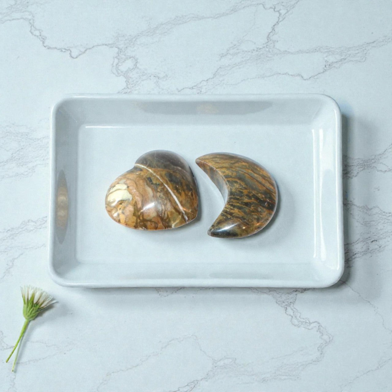 Polychrome Jasper Heart & Moon | ASH&STONE premium crystals online 