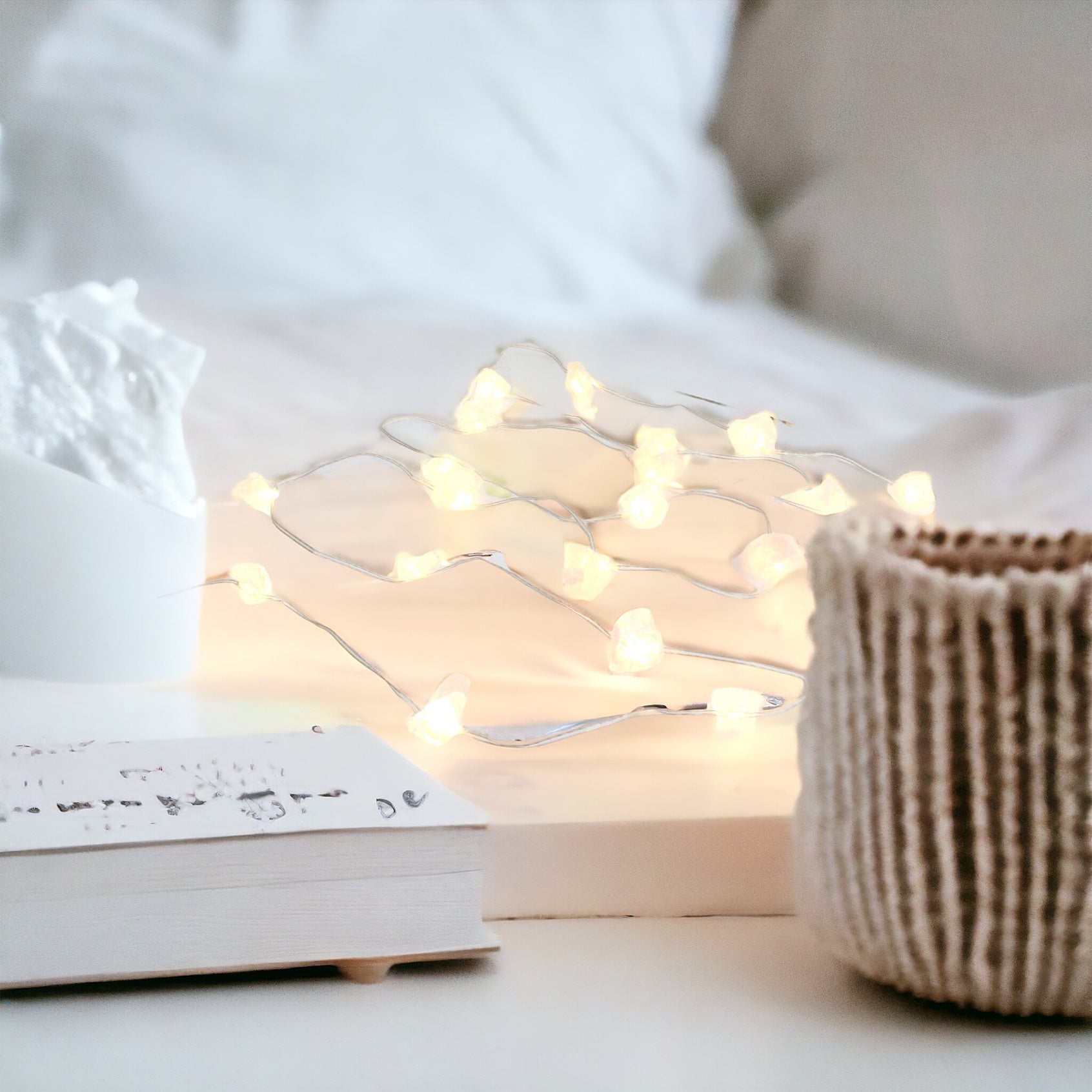 Rose quartz crystal fairy lights | ASH&STONE Crystals Shop Auckland NZ