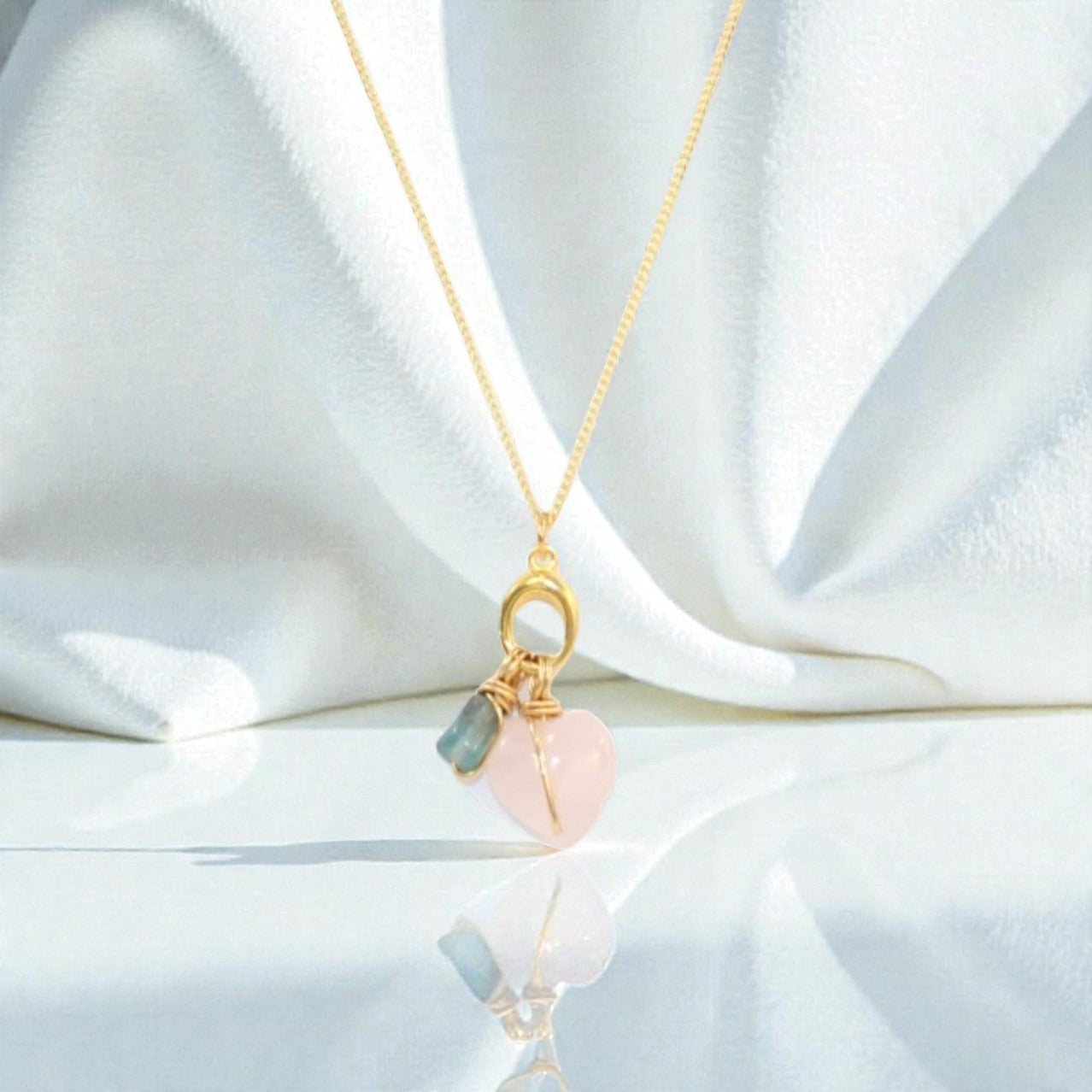 Rose Quartz & Blue Apatite Crystal Necklace | ASH & STONE. Free express shipping NZ Wide 