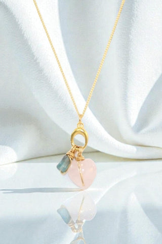 Rose Quartz & Blue Apatite Crystal Necklace | ASH & STONE. Free express shipping NZ Wide 