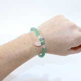 Aventurine Crystal bead w Rose Quartz Heart bracelet.  | ASH & STONE. NZ-made jewellery designs one of a kind. Auckland NZ. AfterPay available.