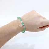 Aventurine Crystal bead w Rose Quartz Heart bracelet.  | ASH & STONE. NZ-made jewellery designs one of a kind. Auckland NZ. AfterPay available.