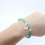 Aventurine Crystal bead w Rose Quartz Heart bracelet
