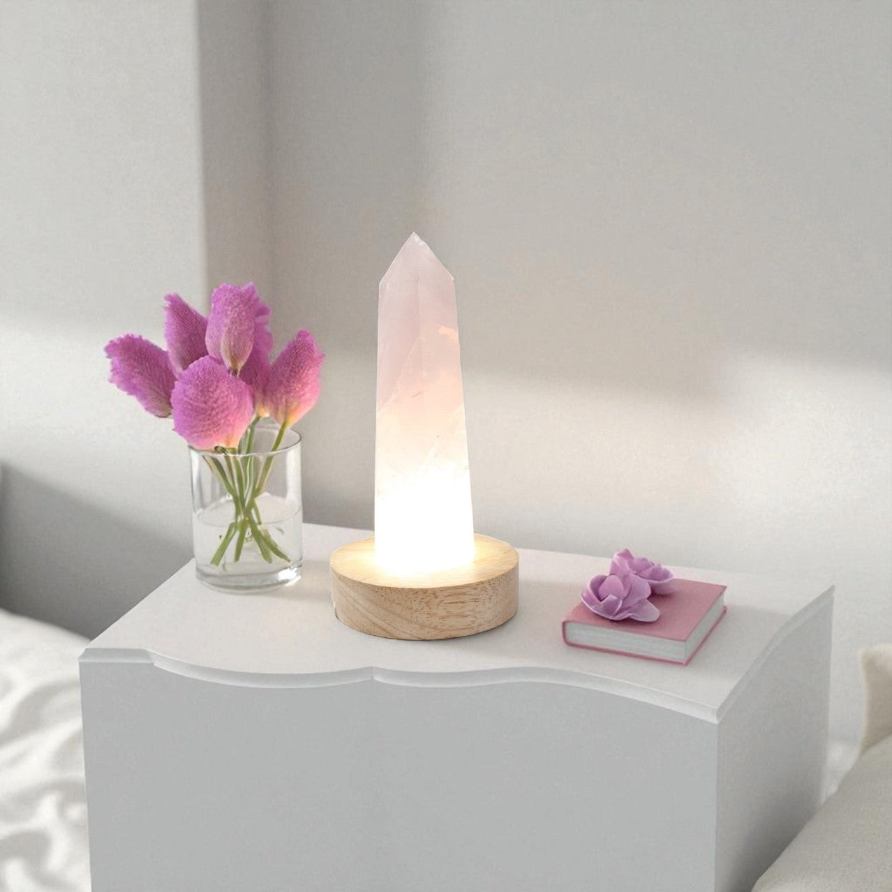 Rose Quartz Crystal Tower Lamp. Free express shipping. Shop online from ASH&STONE Crystal Shop Auckland NZ. AfterPay available. 