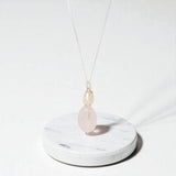 One of a kind, Rose Quartz & Freshwater Pearl crystal Silver Necklace, ASH & STONE |  FREE EXPRESS SHIPPING NZ WIDE.