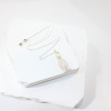 One of a kind, Rose Quartz & Freshwater Pearl crystal Silver Necklace, ASH & STONE |  FREE EXPRESS SHIPPING NZ WIDE.