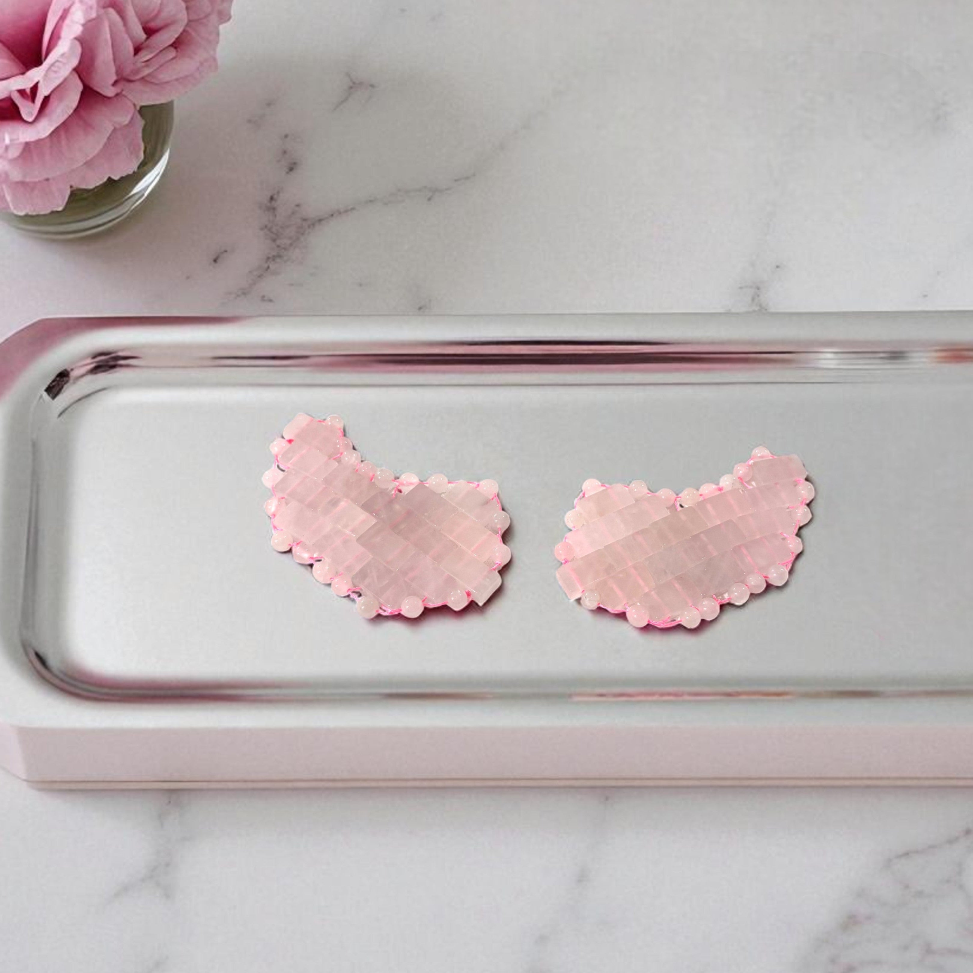 Rose Quartz Crystal Mini Eye Patches | ASH&STONE Auckland NZ
