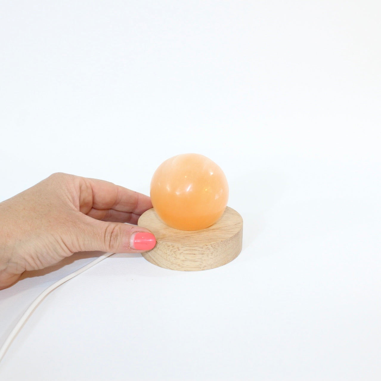 Selenite orange Sphere lamp | ASH & STONE Premium crystals. Free express shipping NZ 