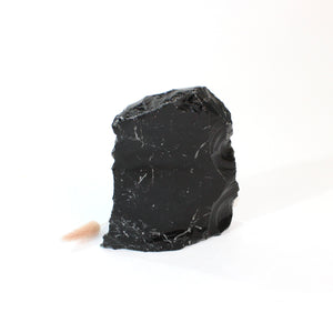 Black obsidian raw chunk with cut base  | ASH&STONE Crystals Shop Auckland NZ