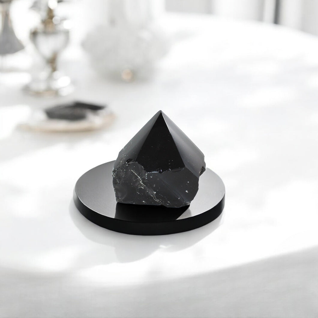 Black obsidian polished point | ASH&STONE Crystal Shop Auckland NZ