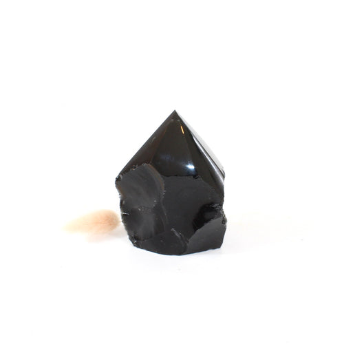 Black obsidian raw chunk with top point | ASH&STONE Crystals Shop Auckland NZ