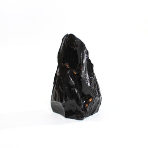 Large black obsidian raw chunk with cut base 1.48kg | ASH&STONE Crystals Shop Auckland NZ