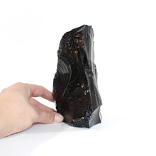 Load image into Gallery viewer, Large black obsidian raw chunk with cut base 1.48kg | ASH&amp;STONE Crystals Shop Auckland NZ
