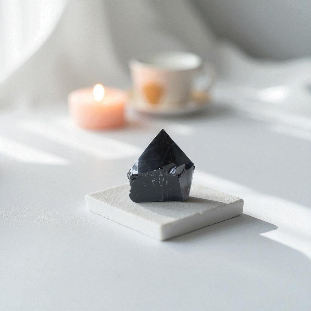 Black Obsidian Polished Point Crystal | ASH&STONE free express shipping Crystals and Jewellery NZ 
