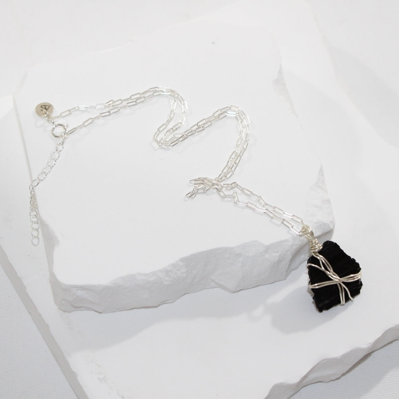 Bespoke hand made Black Tourmaline Crystal Stirling silver Necklace | ASH & STONE, AUCKLAND  NZ 