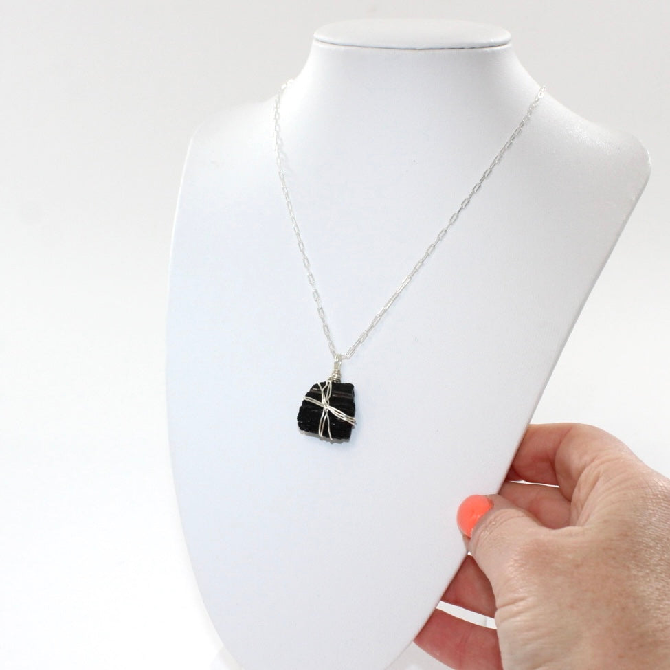 Bespoke hand made Black Tourmaline Crystal Stirling silver Necklace | ASH & STONE, AUCKLAND  NZ 