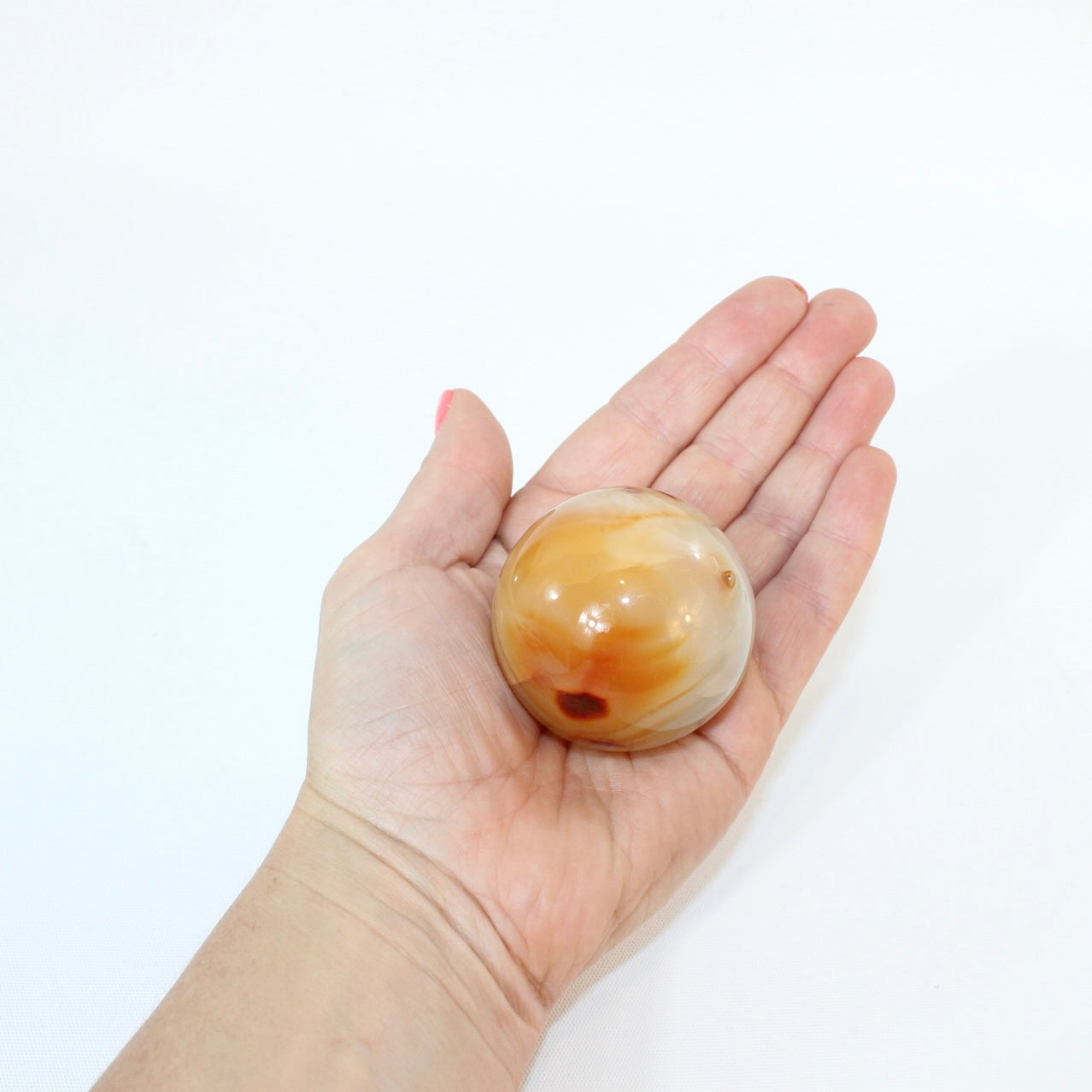 Carnelian Polished Crystal Sphere on stand | ASH&STONE