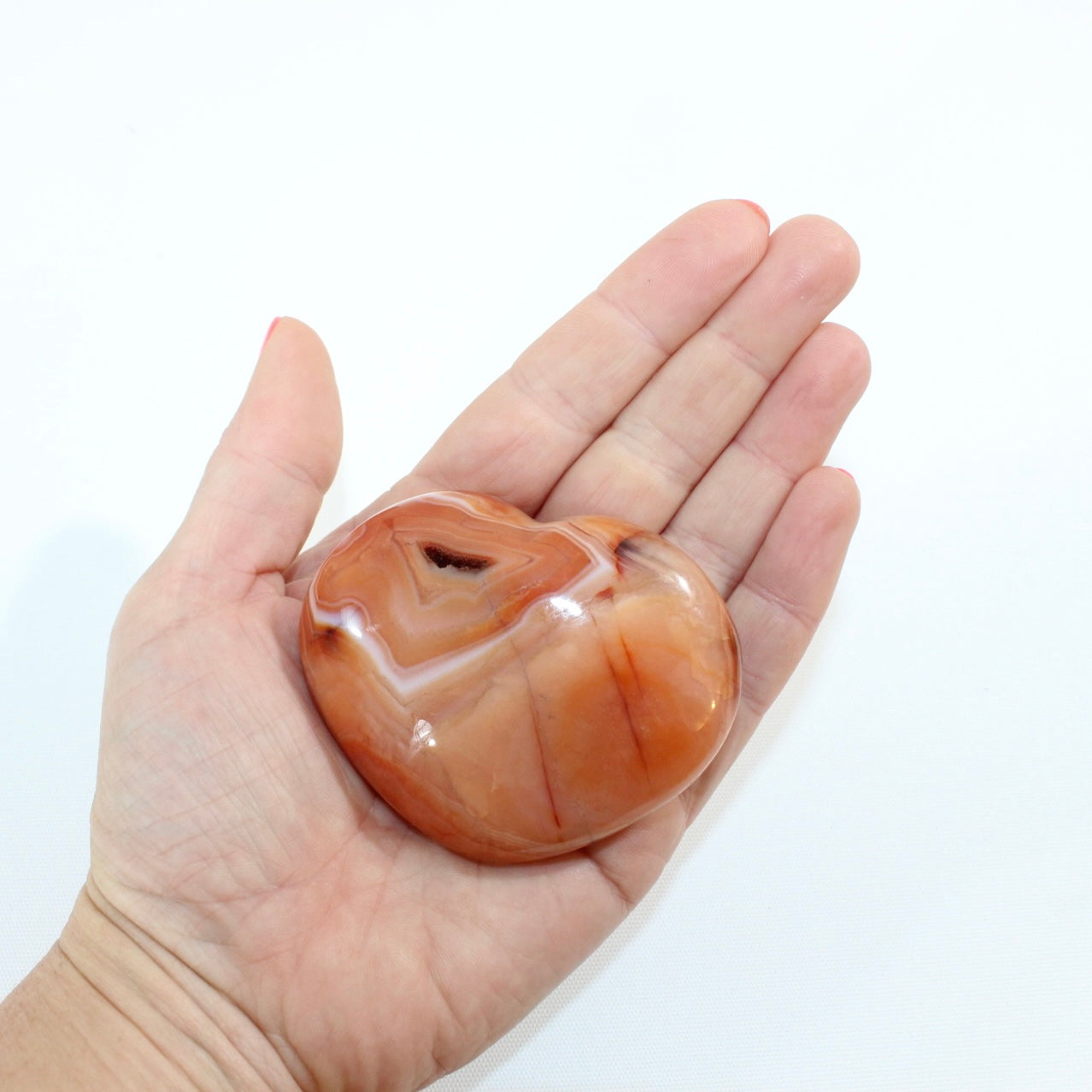 Carnelian Polished heart | ASH&STONE.  Free express shipping. Buy online from ASH&STONE Auckland NZ. AfterPay available.