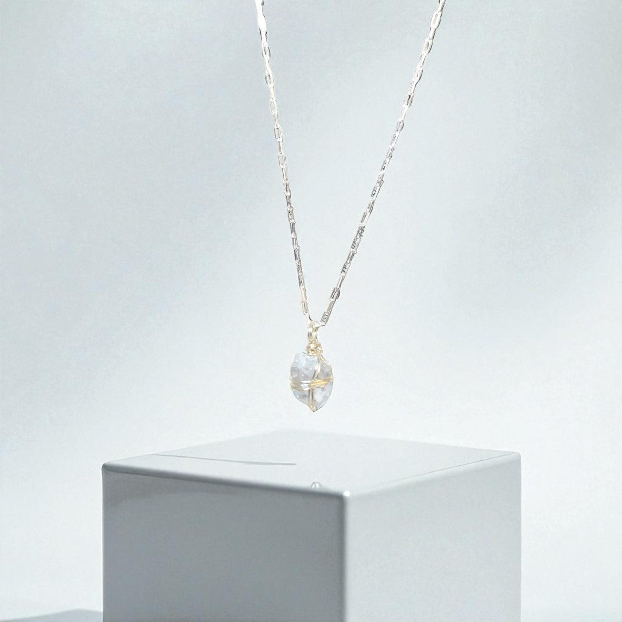 One of a kind, Celestite crystal Silver Necklace from ASH & STONE |  FREE EXPRESS SHIPPING NZ WIDE.