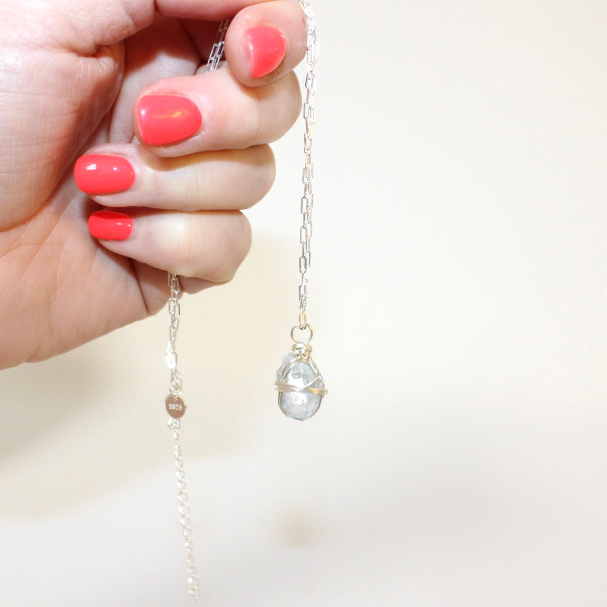 One of a kind, Celestite crystal Silver Necklace from ASH & STONE |  FREE EXPRESS SHIPPING NZ WIDE.
