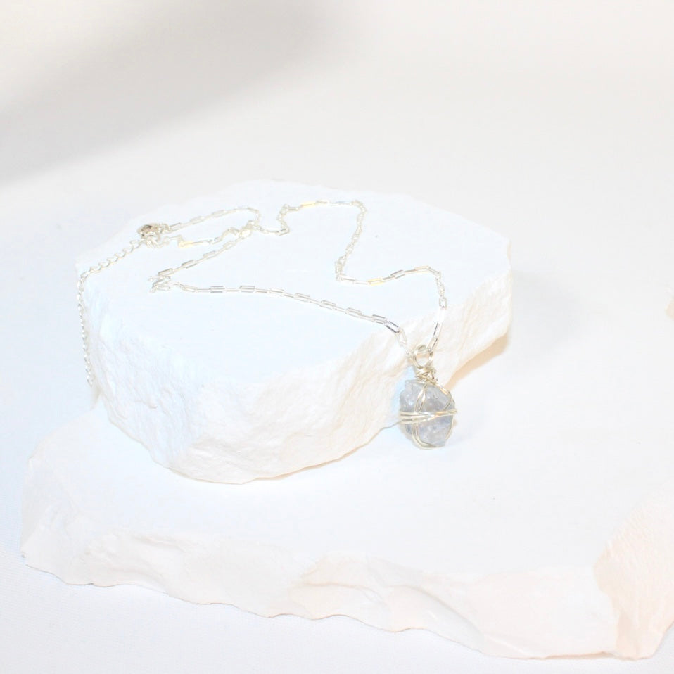 One of a kind, Celestite crystal Silver Necklace from ASH & STONE |  FREE EXPRESS SHIPPING NZ WIDE.