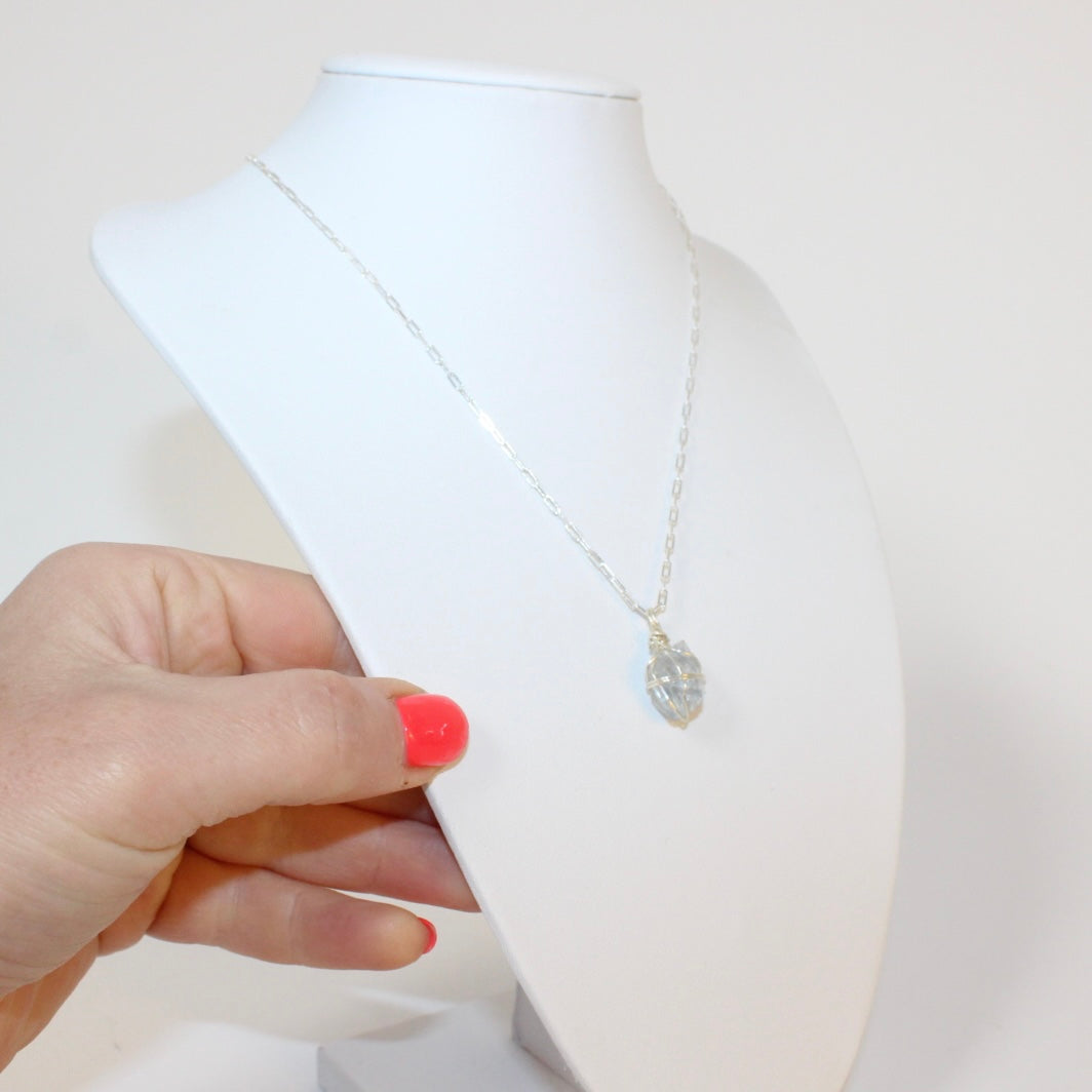 One of a kind, Celestite crystal Silver Necklace from ASH & STONE |  FREE EXPRESS SHIPPING NZ WIDE.