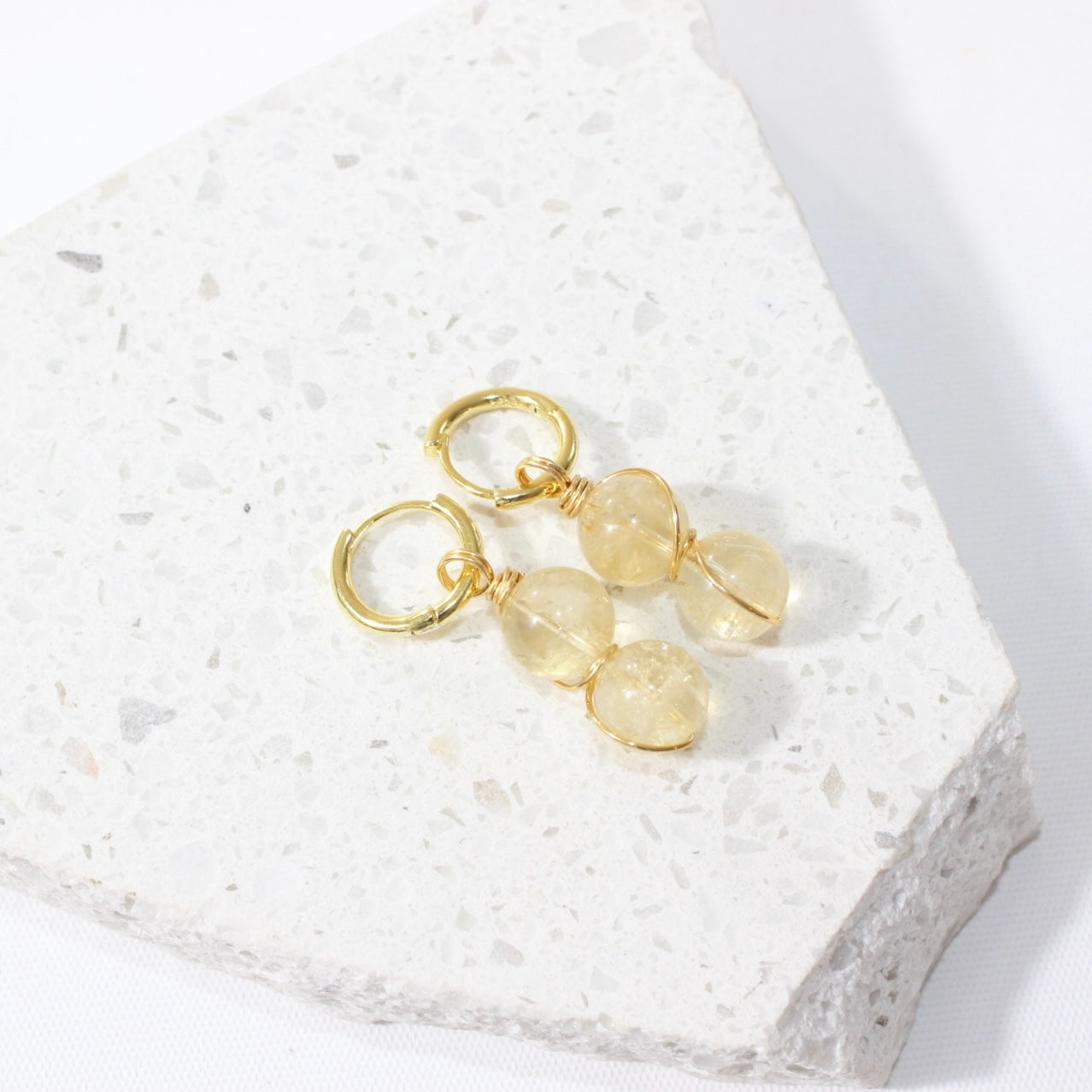 Citrine Gold Hoop Earrings | ASH & STONE Crystals and jewellery, Free express shipping 