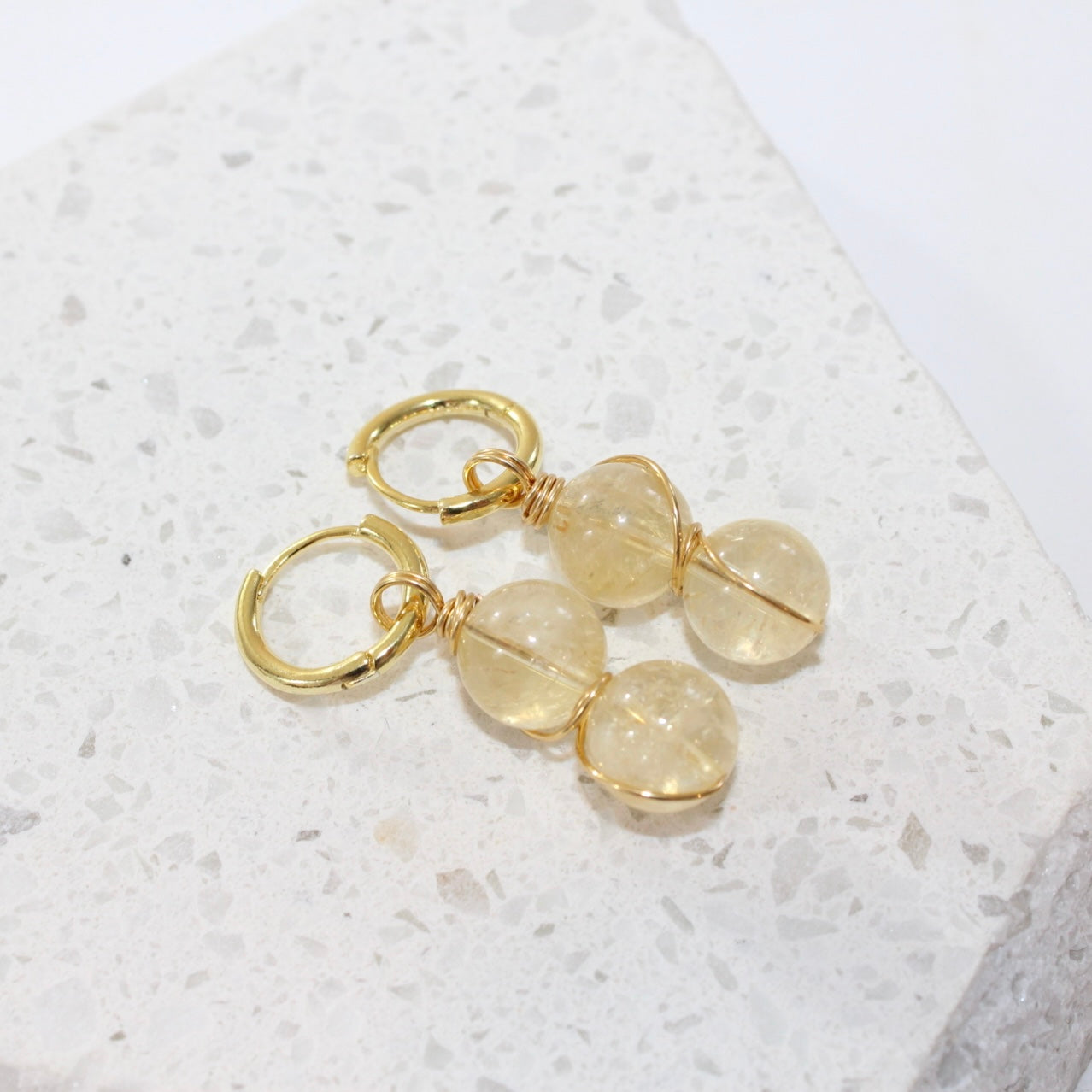 Citrine Gold Hoop Earrings | ASH & STONE Crystals and jewellery, Free express shipping 