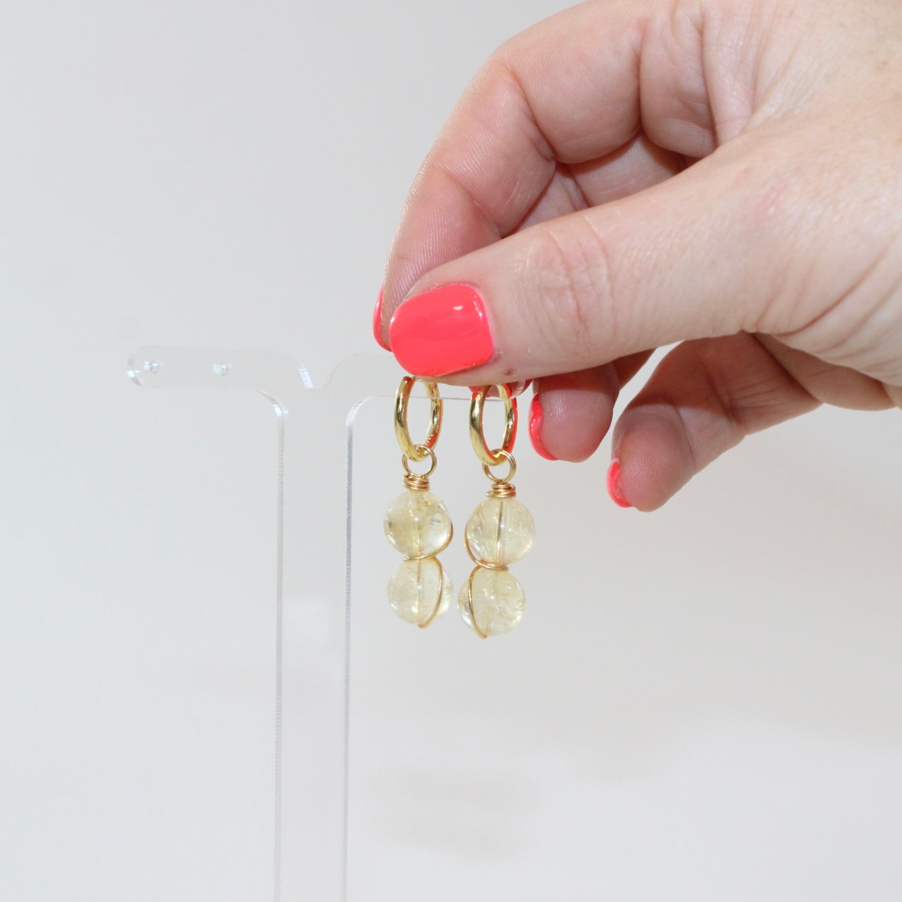 Citrine Gold Hoop Earrings | ASH & STONE Crystals and jewellery, Free express shipping 