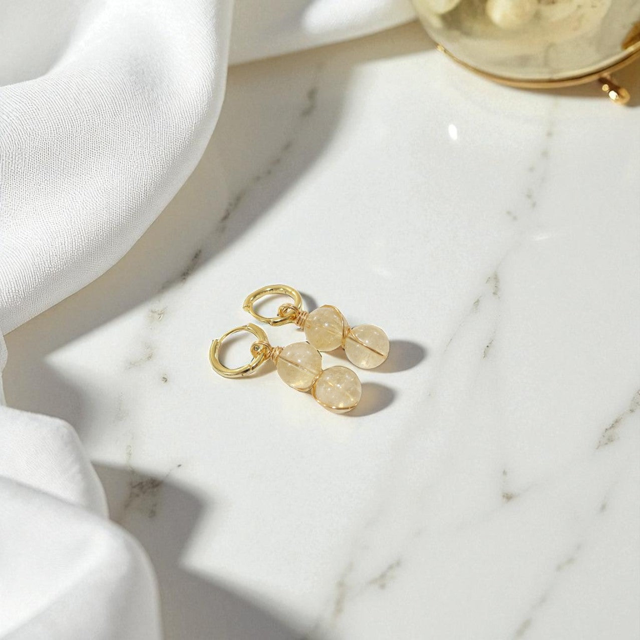 Citrine Gold Hoop Earrings | ASH & STONE Crystals and jewellery, Free express shipping 