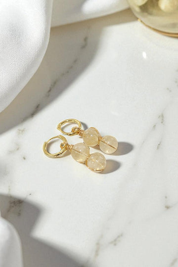 Citrine Gold Hoop Earrings | ASH & STONE Crystals and jewellery, Free express shipping 