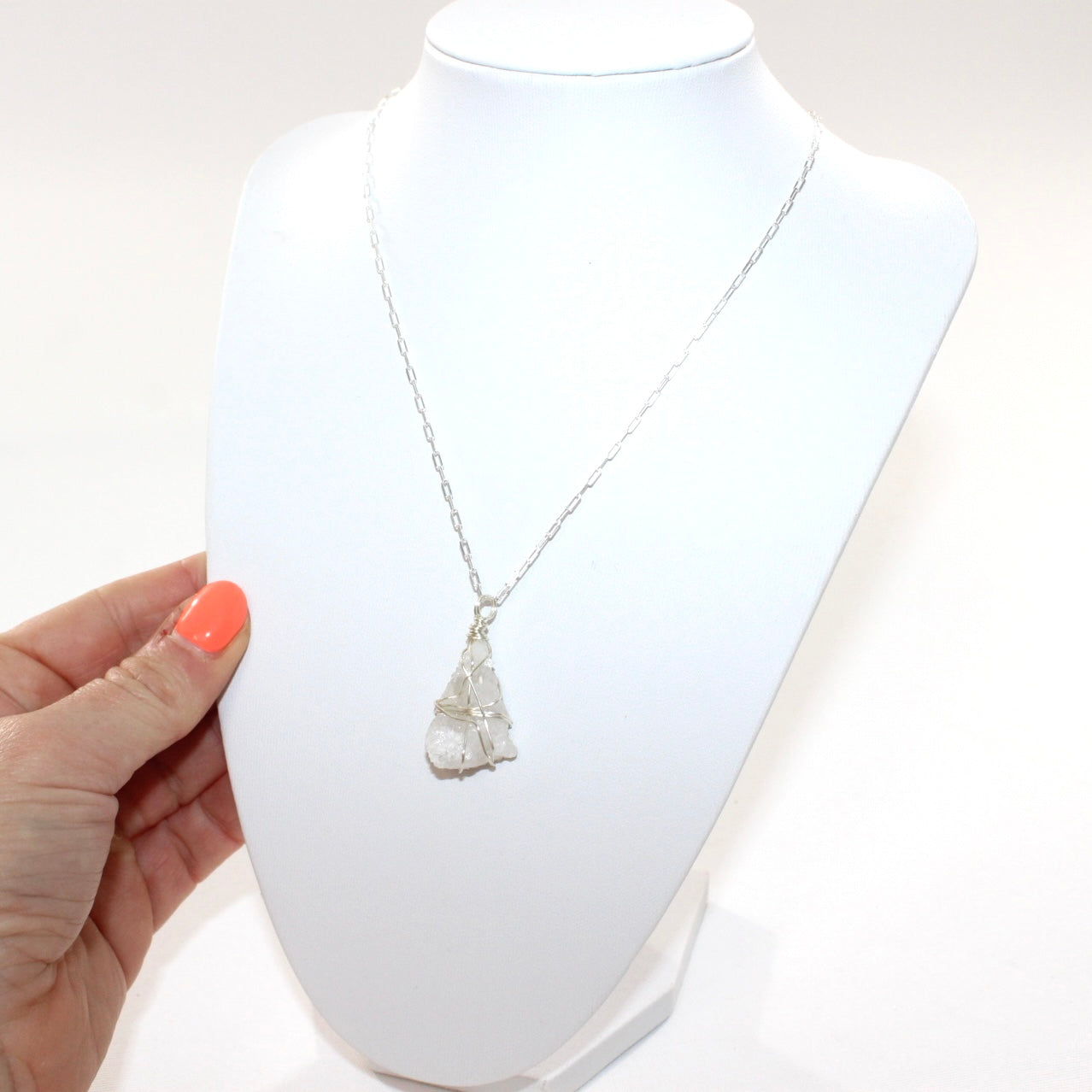 Bespoke hand made ; Natural Clear Quartz crystal necklace in Stirling Silver Wear for Clarity and Purity | ASH & STONE, AUCKLAND, NZ