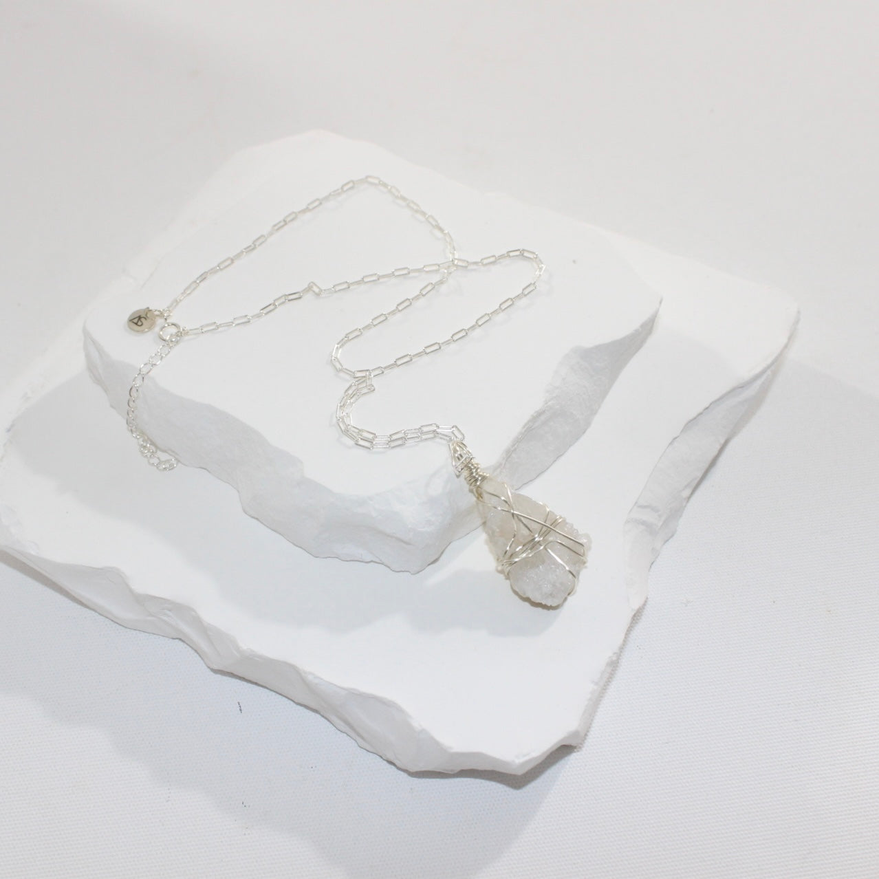 Bespoke hand made ; Natural Clear Quartz crystal necklace in Stirling Silver Wear for Clarity and Purity | ASH & STONE, AUCKLAND, NZ